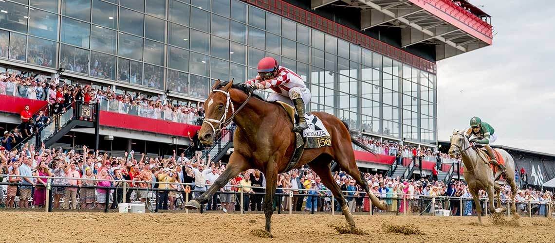 Journalism (2) ridden by Umberto Rispoli wins the Preakness Stakes (Grade 1) at Pimlico Race Course in Baltimore, Maryland on May 17, 2025. This is the last Preakness Stakes to be run under the “Old Hilltop.” The building will be razed to make way for a new facility, marking the start of a new era of racing in Maryland. Construction of the new building is scheduled for completion in 2027. Scott Serio/Eclipse Sportswire/CSM
Scott Serio
ZHORSERACING, Thoroughbred, Horse, Racing, Pimlico, Pimlico Race Course, Pimlico 150, Preakness 150, Maryland Jockey Club, 1/ST Racing, Maryland Sprint Stakes, Skipat Stakes, Gallorette Stakes, Chick Lang Stakes, Jim McKay Turf Sprint Stakes, Sir Barton Stakes, James W. Murphy Stakes, Dinner Party Stakes, Preakness Stakes, UAE President Cup Stakes